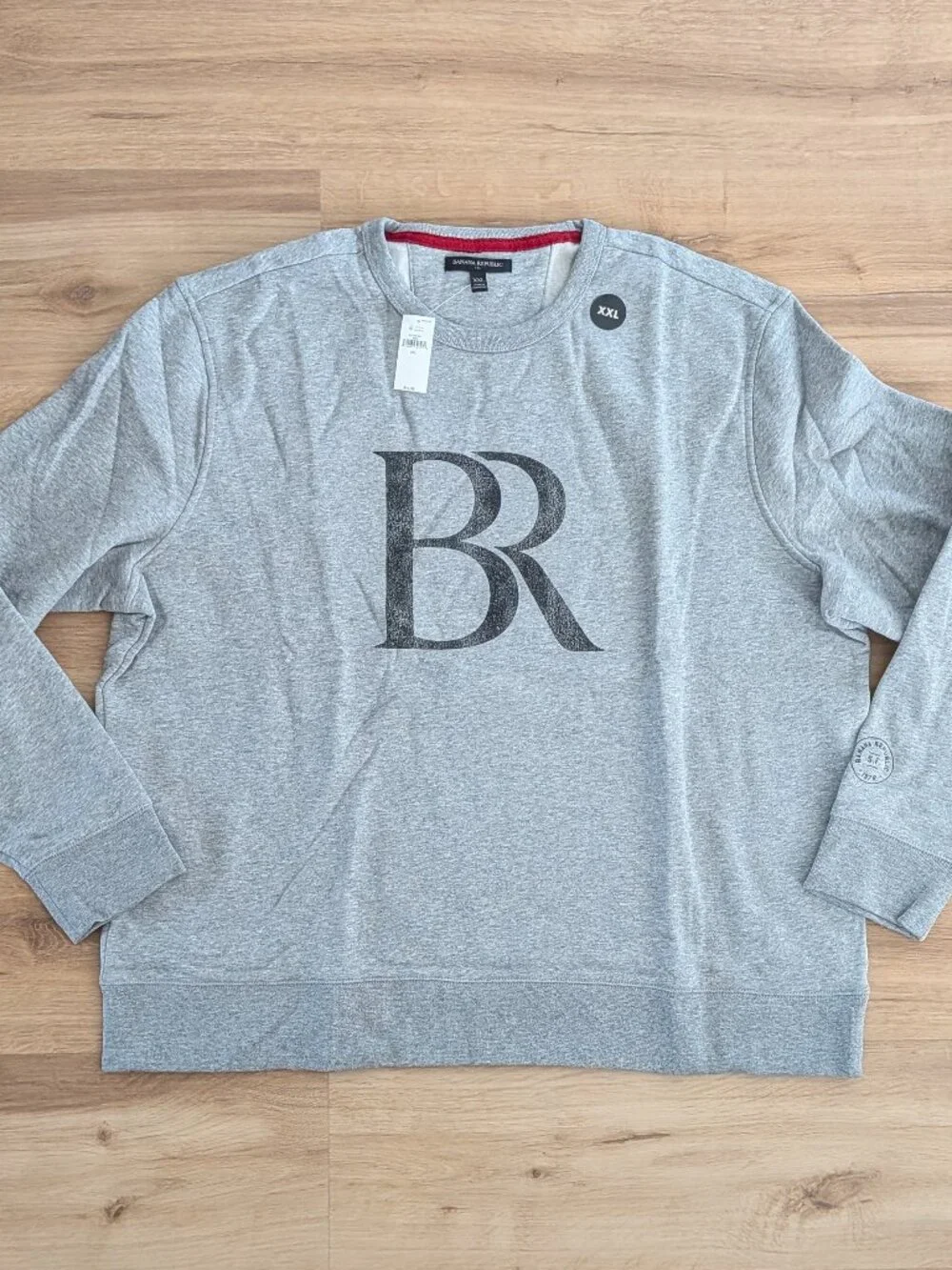 NWT Banana Republic BR Monogram Sweatshirt Light Gray Heather Men’s XXL